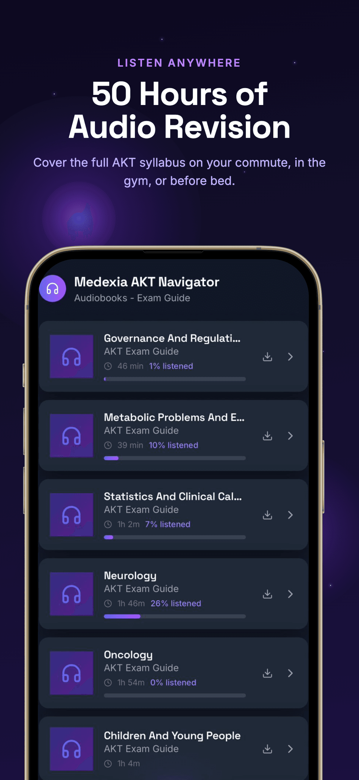 50+ hours of audio revision across all topics