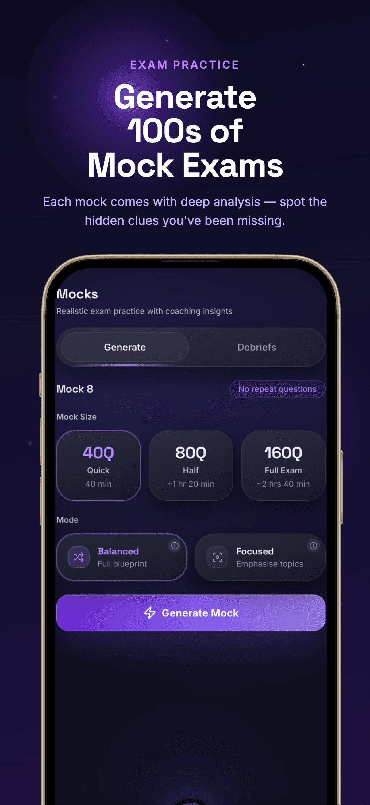 Generate hundreds of mock exams